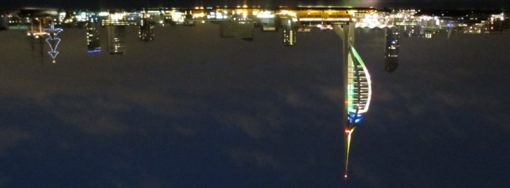 Portsmouth Harbour if you lay back on the Gosport Ferry's lifeboat seats and look with the right eyes