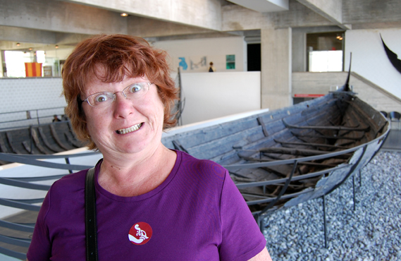 Mum at the Viking Ship Museum, Roskilde, Denmark, 2008. Red haired like Boudicca - perhaps from Celt ancestry, or a contribution from the strapping Norse rapists of more than a millennia ago
